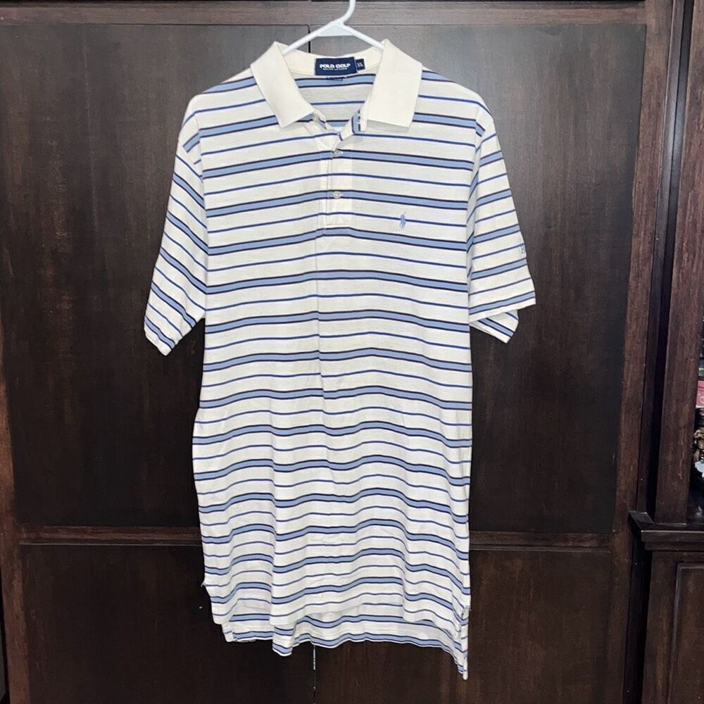 Ralph Lauren Golf Blue White Polo Shirt XL